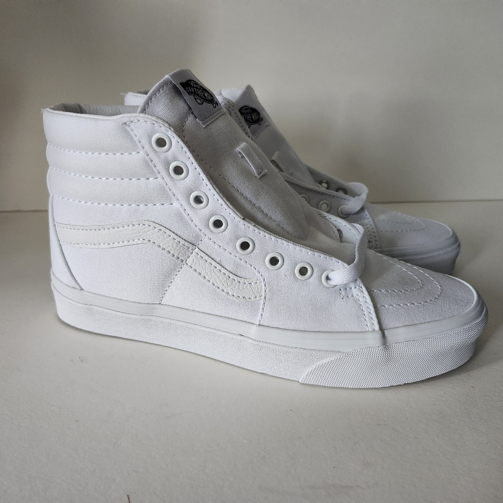 NIB Vans Womens True White Sk8-Hi Hightop Skate Shoes Womens 9.5 Mens 8.0 - Picture 7 of 13